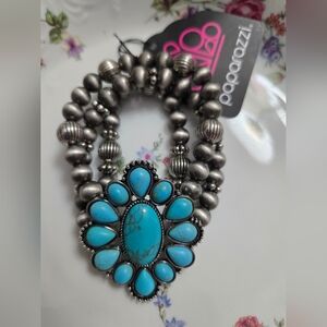 Paparazzi Silver and Turquoise Bracelet Set